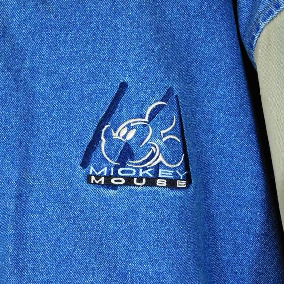 VTG 90s Walt Disney World Mickey Mouse Denim Varsity Jacket Size XL Embroidered - Picture 6 of 8